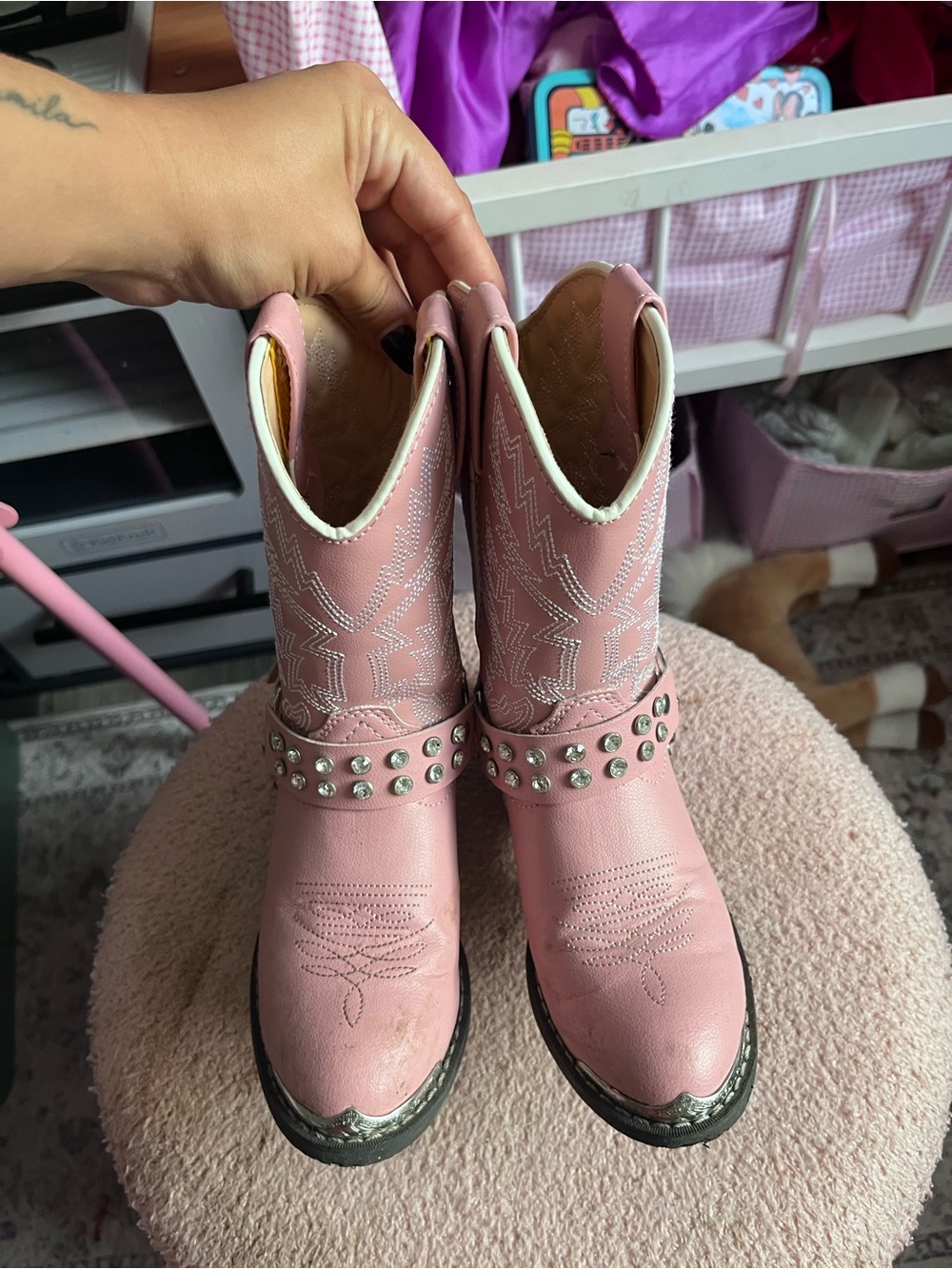Durango Pink Studded Kids Western Boots